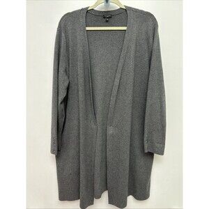 Talbots Long Cardigan Duster, Grey, Open, Cotton Blend, Womens Petite XL